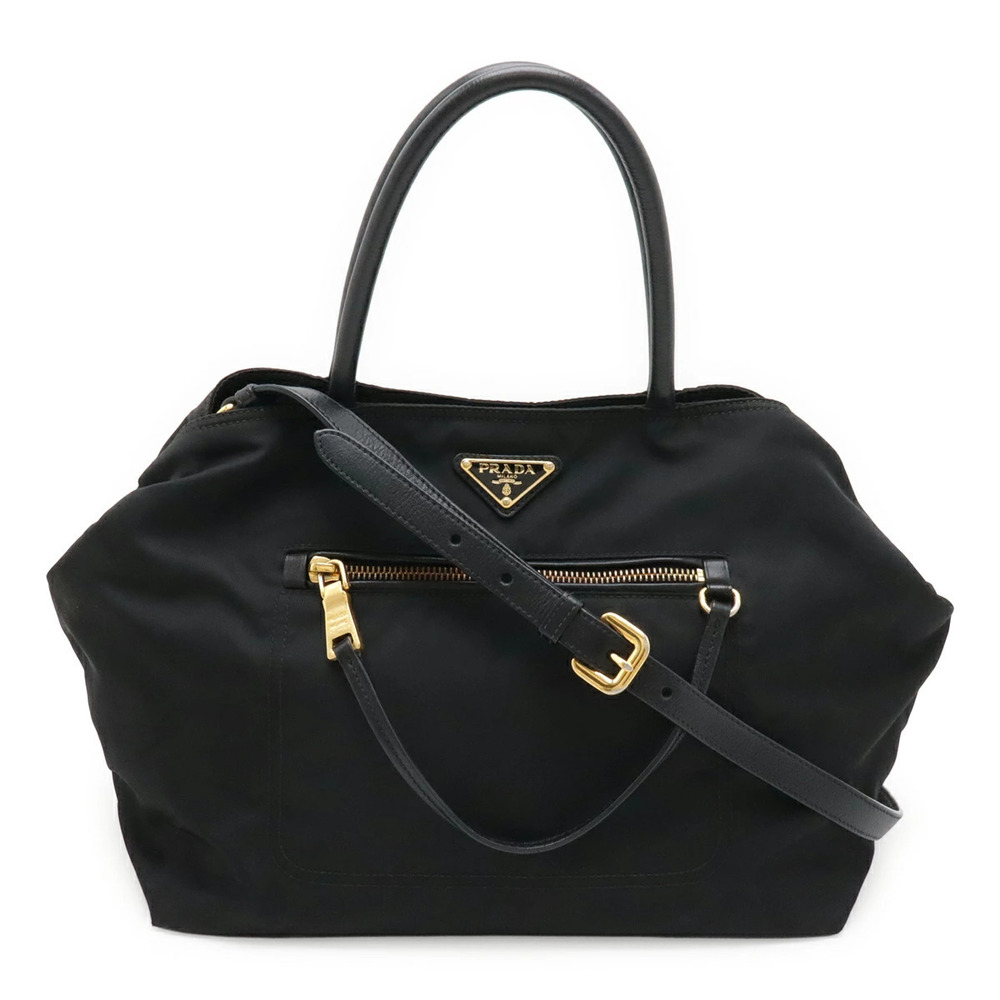 Prada Tote Bag 2way Crossbody Leather NERO Black